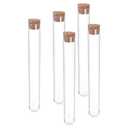PATIKIL 30ml Plastic Test Tubes with Cork Stoppers, 5Pcs 150x20mm Tubes for Scientific Party Decoration Candy Bead Storage Bath Salt Lab Use, Clear