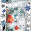 GUOER Christmas Decorations Photo Frame 4x6 Inch Snowflake Christmas Metal Photo Display Picutre Photo Frames with High Definition Glass Front Gift Ideas Tabletop Home Decorative (Blue)