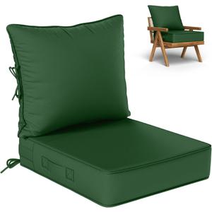 Kimunuk Outdoor Seat Cushion Set 22 L  24 W  5 H Inch Waterproof & Fade Resistant Patio Furniture Cushions with Removable Cover with Handle and Straps for Sofa Chairs, Chairs (Green)