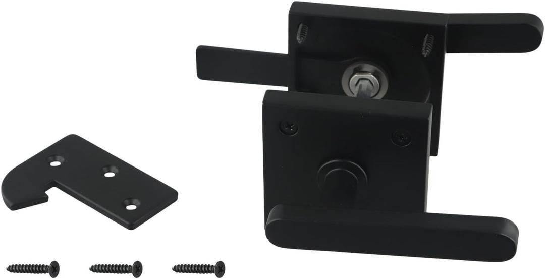 Double Sided Aluminum Garden Gate Latch Heavy Duty Security Door Lock Hardware for Wooden Fence Barn Door with Mounting Screws Two Way Opening Design(Black)
