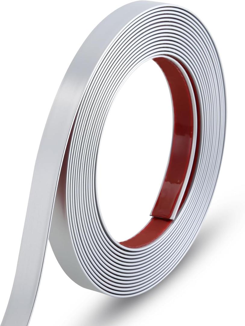 Gaahing 196.8" x 0.5" Matte Silver Molding & Wall Trim, Flexible Peel and Stick Decorative Strip for Tile, Mirror, Ceiling, Floor, Panel, Cabinet