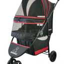 ROODO Escort 3 Wheel Dog Cat Pet Stroller for Small/Medium Dogs Cats Best Lightweight Foldable Portable Compact Jogger Travel All Terrain Pet Gear System Puppy Doggie Bunny Kitty Stroller(Black) (33x37 Inch (Pack of 1), Black/red)