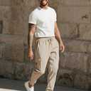 Men's Cargo Pants Casual Lightweight Elastic Waist Drawstring Pant with Pockets (XXL)