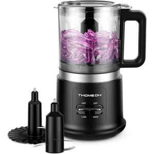 Food Chopper, 4 Cup Fast Food Processor, Electric Meat Grinder with 2 Speed, 4 Stainless Steel Blades, and Whisk, 400W Power for Chopping, Mixing, Emulsifying, Puree and Whisking, BPA-Free
