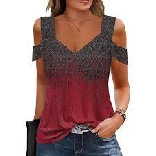 Soesdemo Summer Tops Women's Tunic Top Short Sleeve Cold Shoulder V Neck Loose Fit Basic Tee Casual Tops Shirts Blouse (Medium, Black2) Soesdemo Summer Tops Women's Tunic Top Short Sleeve Cold Shoulder V Neck Loose Fit Basic Tee Casual Tops Shirts Blouse (Medium, Black2)