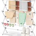 APEXCHASER Drying Rack Clothing - 3 Tier Metal Clothes Drying Rack Collapsible, Laundry Drying Rack Expandable, Small Clothe Airer for Baby Clothes Towel Bib Sock Indoor Outdoor Use(White)