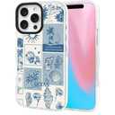 ChiCsFleur for iPhone 16 Pro Max Case, TPU Phone case with Camera Protection for Women Girls Teens - Blue Coastal Holiday Palm Shell Sailor Moon Collage Ocean Gift Vintage Sorority Aesthetic Unique