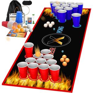 GOLDGE 70.9 x 23.6 inches Beer Pong Table Mat, Drinking Games for Adults Party  Perfect for Drinks, Soda, Punch, BBQs, Picnics & Outdoor Gatherings! (Second Edition)