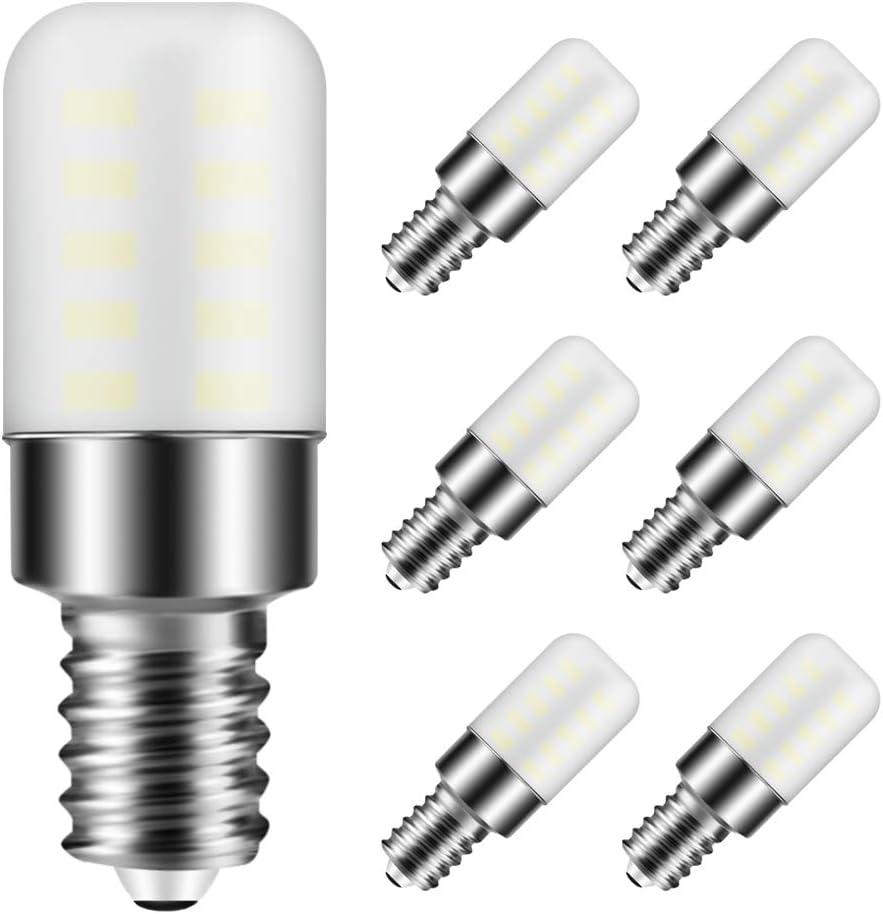 E12 LED Bulb 3W T6 E12 Candelabra Base C7 Bulb Warm White 3000K 120V 25W Incandescent Replacement for Chandeliers, Christmas Lighting, Ceiling Fan, Dryer Drum, Refrigerator, Night Light (6-Pack)