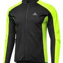 INBIKE Cycling Jacket for Men Running Biking Jackets Mens Windbreaker Reflective Windproof Fleece Lined Cold Weather Black Green X-Large
