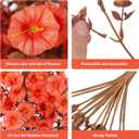 Fake Mums Artificial Fall Hanging Flowers for Outdoors Decoration, 2 PCS Fake Silk Morning Glory with Brown Eucalyptus UV Resistant Plants for Wall Home Porch Patio Balcony Yard Decor (Orange)