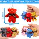 24 Packs Mini Teddy Bear Toy Plush Stuffed Bear Keychains for Kids Girls Boys, Small Stuffed Animal Bulk for Kids, Easter Basket Stuffers Carnival Prizes, School Gifts, Party Favor Goodie Bag