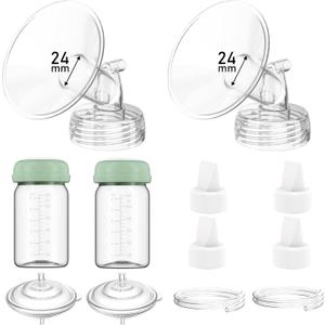 Breast Pump Parts Compatible with Spectra S1/S2/9 Plus/Synergy Gold, Full Set Replacement Parts for Spectra Include 24mm Flange, Duckbill Valve, Backflow Protector, Tubing, Bottle, Not Original Parts