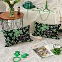 AVOIN colorlife Happy St Patricks Day Shamrock Throw Pillow Cover, 12 x 20 Inch Chalk Style Clover Cushion Case Decoration for Sofa Couch Set of 2