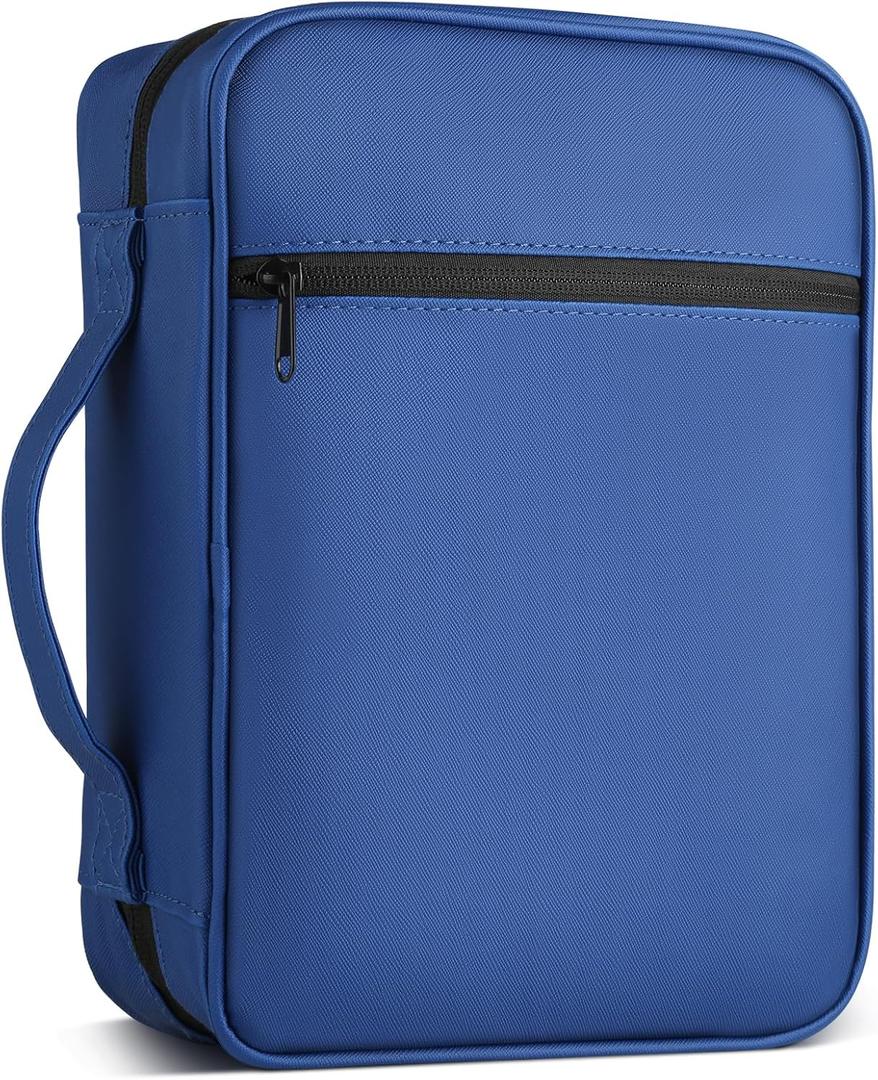 Bible Cover, Bible Carrying Book Case for Women,Protective Church Organizer Holder Bag with Handle Pockets,Christian Gift for Girls Boy and Men Blue
