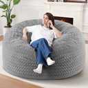 HABUTWAY 5FT Bean Bag Chair,Giant Bean Bag Chairs for Adults,Big Bean Bags with Memory Foam Filled, Large Beanbag Chairs with Chevron Plush Cover-Grey, 5FT-50"x50"x24"