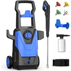 AgiiMan Electric Pressure Washer, 5000 PSI Max 3.6 GPM Power Washer Electric Powered with 20FT Hose, 4 Nozzles, Foam Cannon, High Pressure Cleaner Machine for Cars, Patios, Driveways, Fences, Blue