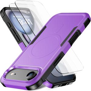 Magnetic for iPhone Air Case [Compatible with MagSafe] [Shockproof] [Heavy Duty Protection] Pocket-Friendly & Tough Non-Slip Protective Phone Cover for iPhone Air 6.5", Purple