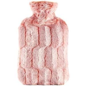 samply Hot Water Bottle - 2L Hot Water Bag with Furry Cover, Light Pink