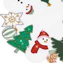 Christmas Placemat Table Runner Snowman Christmas Tree Snowflake Embroidered Snow Rectangle White Green Cut Out Glitter Holiday Xmas Festive Winter 1318IN