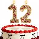 Cheetah Cherry Birthday Number Candles Y2K Cherry Leopard Cake Topper Red Cheetah Print Red Black Leopard Print Birthday Candle for Girls Women Birthday (Number 1 And 2)
