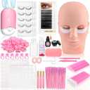 Lash Kit for Eyelash Extensions, 327 PCS Lash Extension Supplies with Lash Mannequin Head, Eyelash Extension Cleanser, Eyelash, Glue, Remover, Lash Extension Kits for Beginner Practice at Home