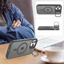 Goodon Magnetic for iPhone 11 Pro Case with Screen Protector, Built-in Camera Kickstand,[Compatible with Magsafe] [Wireless Charging] Matte Protective Phone Cover 5.8" for Men, Women, Girls - Grey