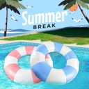 2 Pcs Classic Striped Pool Floats with Handle for Adult, 36"