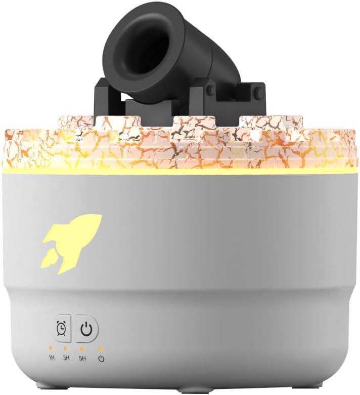 DONGKER Cannon Aroma Humidifier,280ml Turret Aromatherapy Humidifier 2 Mist Mode with Colorful LED Lights Waterless Auto Shut Off Diffuser for Indoor (white)
