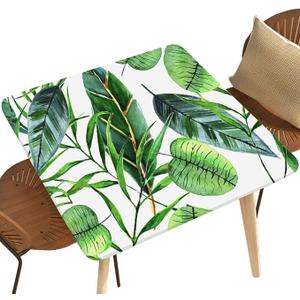 NYRTHUS Spandex Stretch Tablecloth Tropical Hawaii Leaves Palm Tree Pattern Fit for Square Table 24"x24",Folding Table Covers for Indoor Outdoor Events Style156