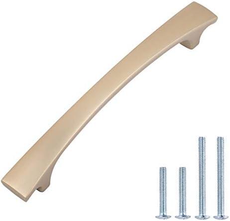 Thick Modern Curved Cabinet Handle, 6.5-inch Length (5-inch Hole Center), Golden Champagne, 10-pack