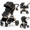 Accombe 2-in-1 Convertible Baby Stroller for Newborn to Toddler, Color: Gold