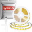 CtrlCV Type C COB LED Strip 6.56ft/2m- Flexible 8mm Hidden DC 5V LED Tape, 300 LEDs/m,Neutral White (4000K) Light. Cuttable, Shapeable,Mobile Power Bank,PC,Mobile Phone,TV,etc.can All be Used