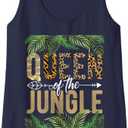 Womens Queen Of The Jungle Queen Jungle Safari Wildlife Animals Tank Top (Small, Navy Blue)