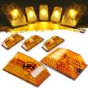 Partsam 5pcs Cab Marker Roof Running Top Lights 264160AM Front Amber Lens Crystal Chrome Waterproof + T10 194 168 W5W 2825 Yellow Halogen Bulbs Compatible with Hummer H2 SUV SUT 2003-2009
