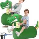 JOSEN Bouncy Hopper Giant Dinosaur Ride On Toys, Inflatable Bouncing Animal Hopper with Hand Pump, Jumping Hopping Toys Up to 250lbs, Indoor Outdoor Bouncers for Teen Kids Girls Boys Ages 5+ (2 Pack)
