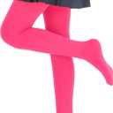 Girls Colorful Fleece Lined Tights Kids Warm Thermal Tights (8-10 Years, Fuchsia)