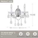Crystal Wall Sconce Lighting, 2-Light Modern Crystal Wall Light Fixture Bathroom Maria Theresa Wall Lamp Light Fixtures Chrome Wall Sconce Light Wall Mounted Lamp for Living Room,Bedroom,Indoor