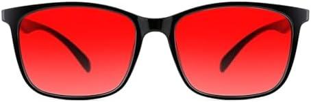 TIJN Sleep Glasses for 99.9% Blue Green Light Blocking Dual AR Coatings Red Lens for Computer Gaming Reduce Eyestrain, TR90, Black
