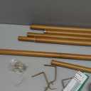 Wood Double Curtain Rod, Boho Decorative Long Dual Curtain Rods for Windows 84 to 120 Inch, 1" Adjustable Heavy Duty Double Rod, Unique Handmade Imitation Wood Grain Leaf Finial Design