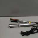 2-in-1 Electric Hair Straightener and Curling Iron with Ceramic Plates, Portable Anti-Scald Design for Wigs, Beards, and Travel (Silver)