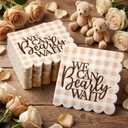 100 Pcs Neutral Beige Gingham Baby Shower Napkins We Can Bearly Wait Scalloped Edge Brown Napkins in Plaid Pattern Teddy Bear Baby Shower Napkin Neutral Gender Reveal Decorations