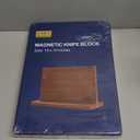 HOSHANHO Magnetic Knife Block 14 x 10 Inches, Double Sided Magnetic Knife Holder Rack for Kitchen Counter, Acacia Wood Magnetic Knife Storage Stand with Knife Sharpener