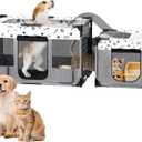 Portable Cat Playpen, PVC Pipe Reinforced Kitten Dog Pet Playpens for Indoor Cats Enclosed, Foldable Puppy Doggy Play Pen Outdoor, Kennel Tent Cage Crates, Zipper Top Cover(39"x24"x22")