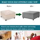 HFCNMY Stretch Knitted Jacquard Ottoman Cover - Thick Washable Slipcover for Square Storage Ottoman With Elastic Bottom, Gray, Medium (Grey)