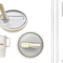 2 Pack 40 Oz Tumbler Flip Straw Lid Replacement fit for HydroJug (Only), Spill Proof Splash Resistant Tumbler Lids, Reusable Leak Proof Tumbler Cover for Cup Accessories (Cream)