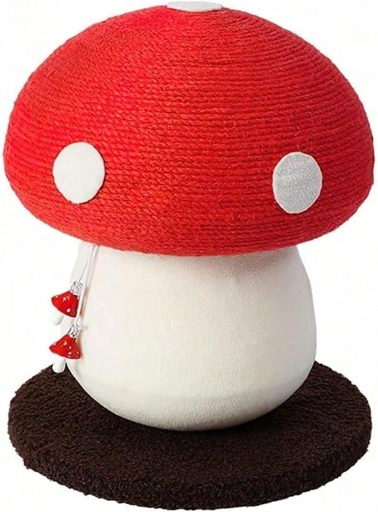 Unique Mushroom Design Cat Scratching Post - Sisal-Wrapped, Ideal for Medium and Small Cats, No Assembly Required Cat Stuff Cat Tree Tower Cat Toys (Short)