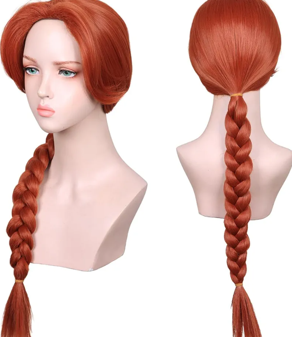 ColorGround Long Braided Reddish Brown Heat Resistant Costume Wig for Fiona Cosplay