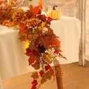 Fall Decor,6 FT Fall Garland for Mantel,Table Centerpiece, Home Porch Fireplace,Door, Lighted Autumn Decoration with Maple Leaves, Pumpkins,Flowers, Pinecones for Thanksgiving, Christmas