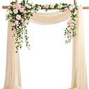 Wedding Arch Draping Fabric, 29" x 20ft Champagne Sheer Curtains Wedding Decorations for Ceremony, 6.7 Yards Champagne Chiffon Draping Fabric Backdrop